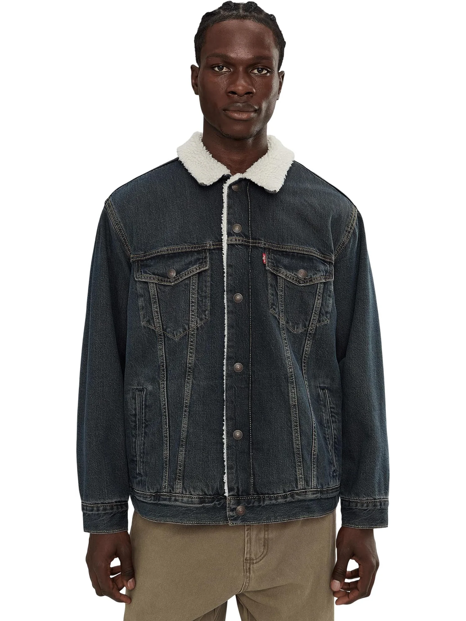 Мужская куртка Sherpa Trucker свободного кроя Levi's Mens — изображение 1 из 6, черный