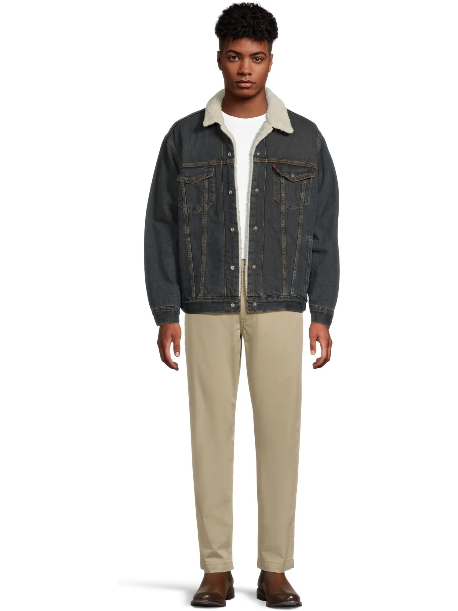 Мужская куртка Sherpa Trucker свободного кроя Levi's Mens — изображение 6 из 6, черный