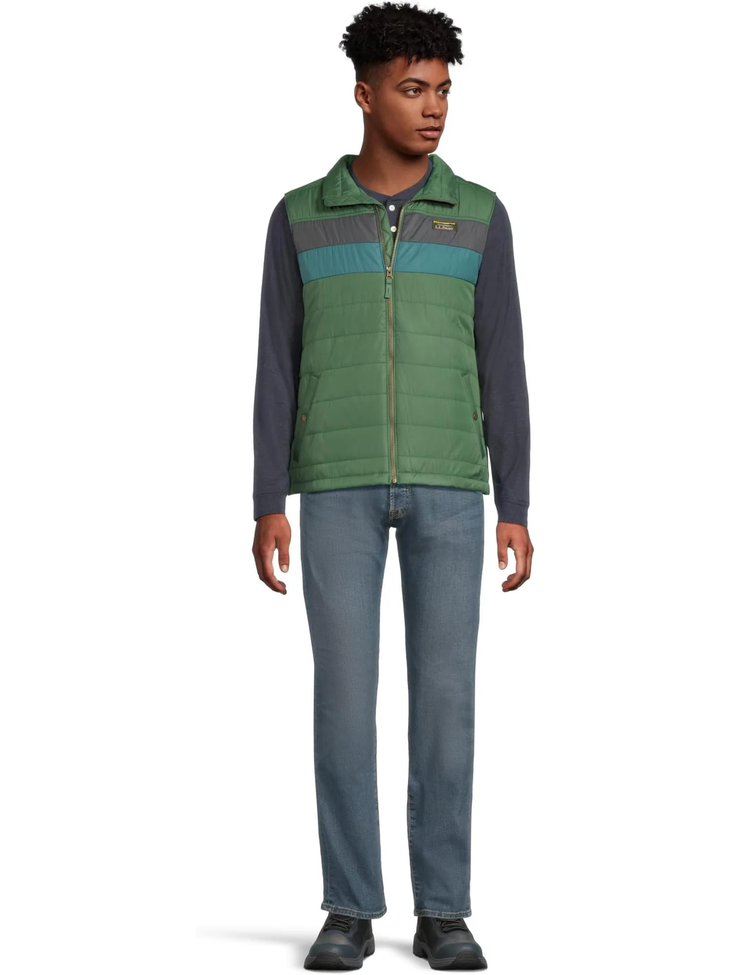 Мужской жилет Mountain Classic Puffer Vest Colorblock Regular L.L.Bean — изображение 5 из 5, изумрудный