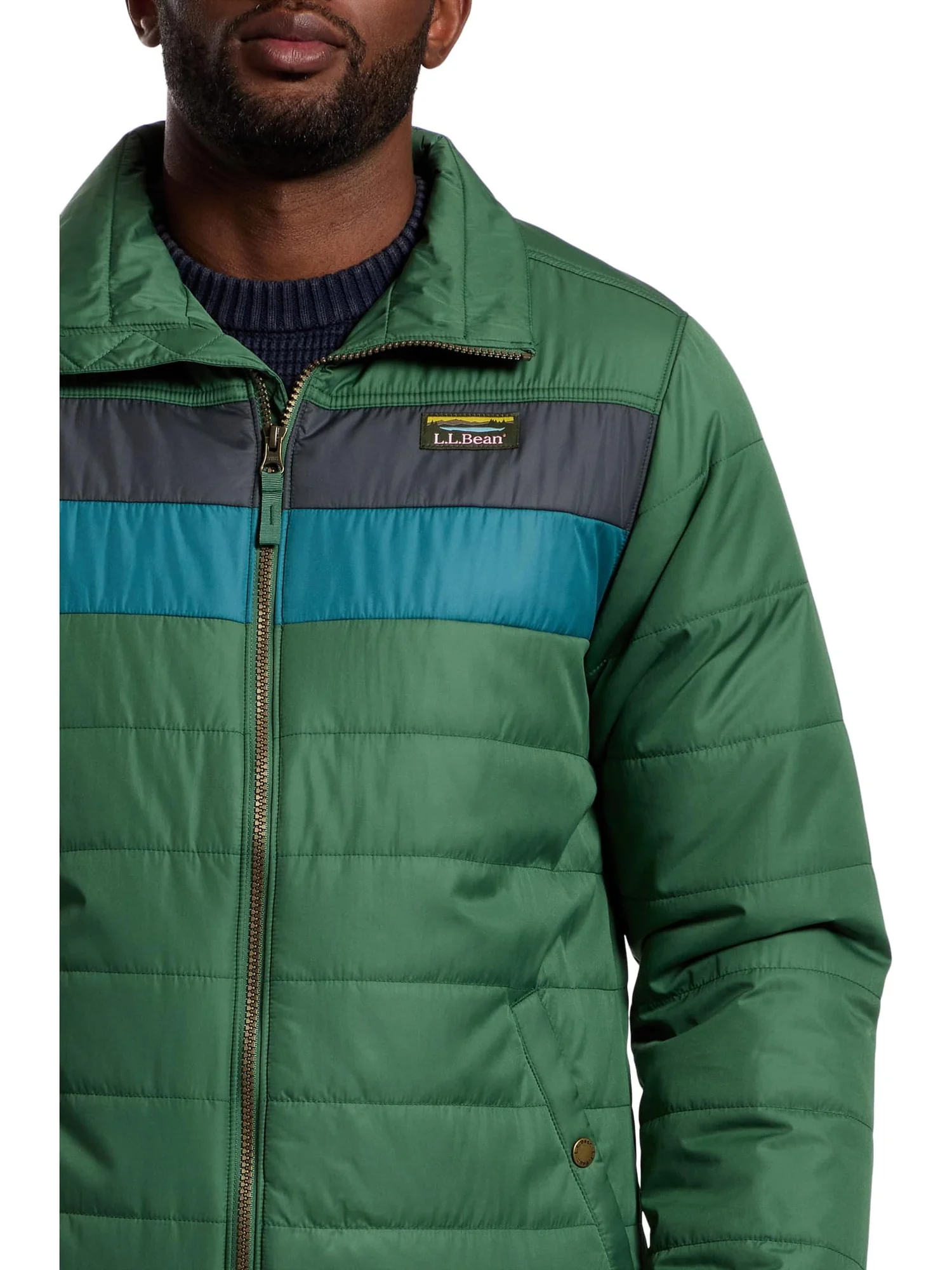 Мужская куртка Mountain Classic Puffer Color Block L.L.Bean — изображение 4 из 5, изумрудный