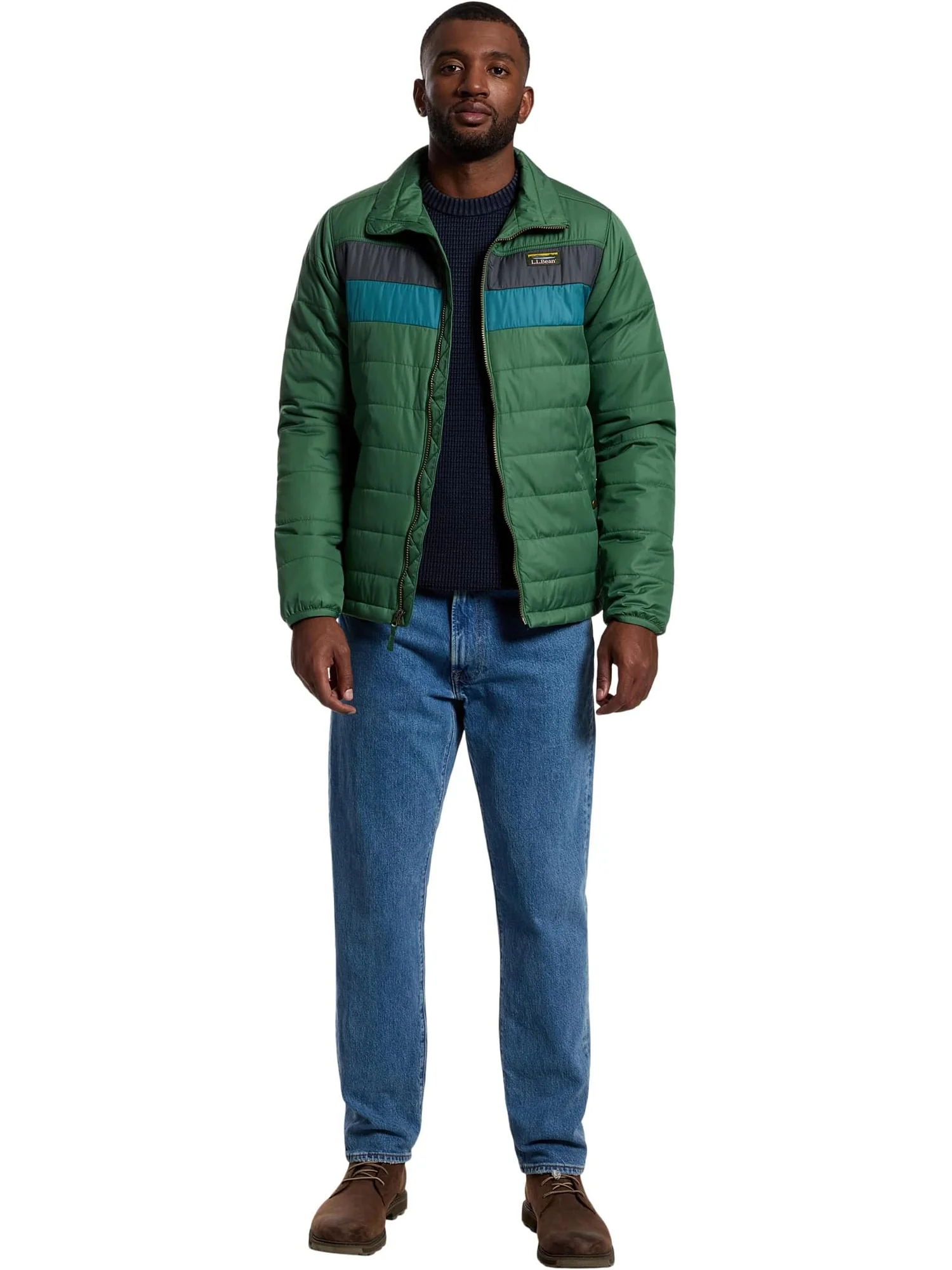 Мужская куртка Mountain Classic Puffer Color Block L.L.Bean — изображение 5 из 5, изумрудный