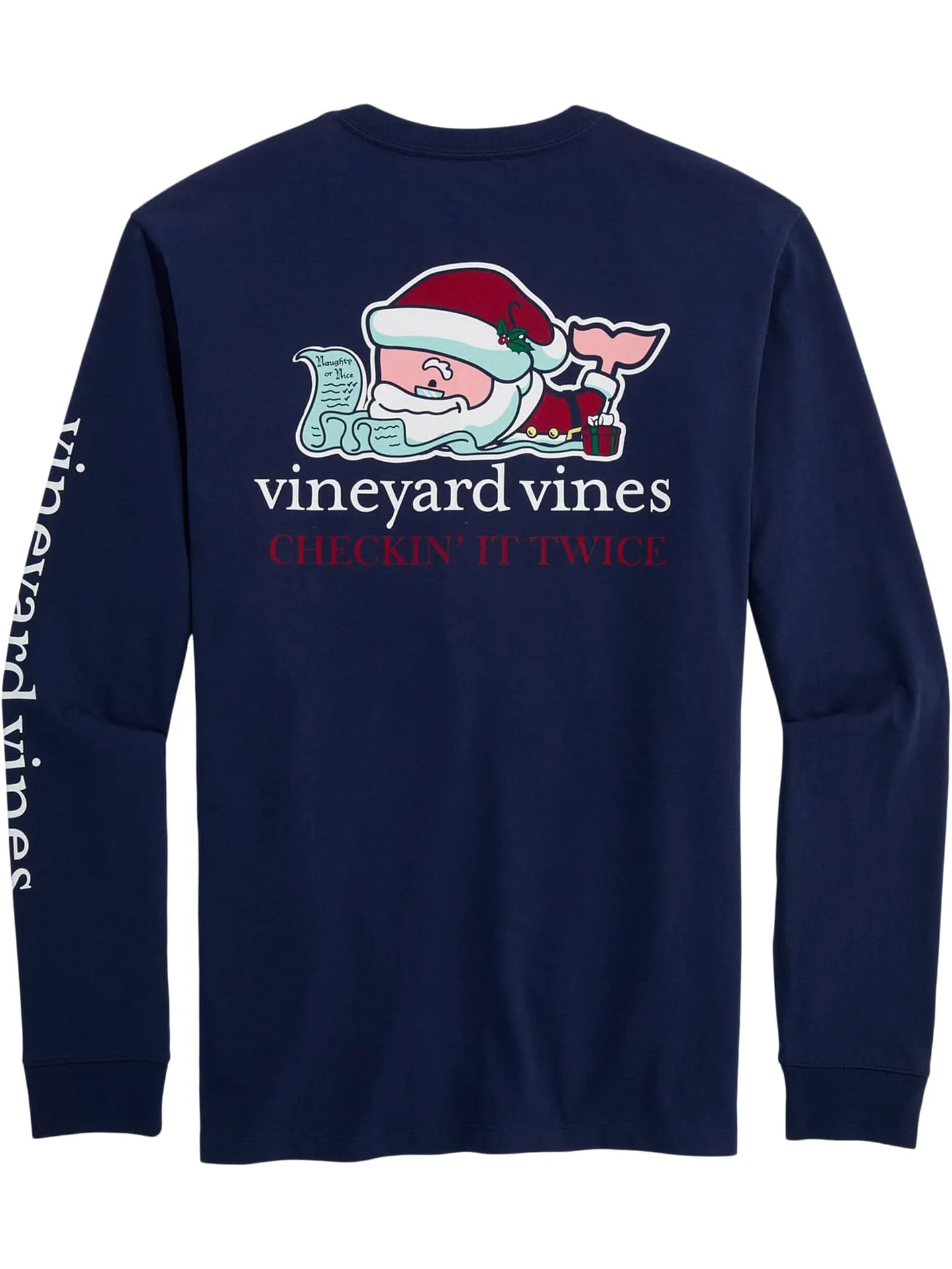 Мужская футболка с длинным рукавом и карманом Санта-Кит Vineyard Vines — изображение 2 из 4, темно-синий
