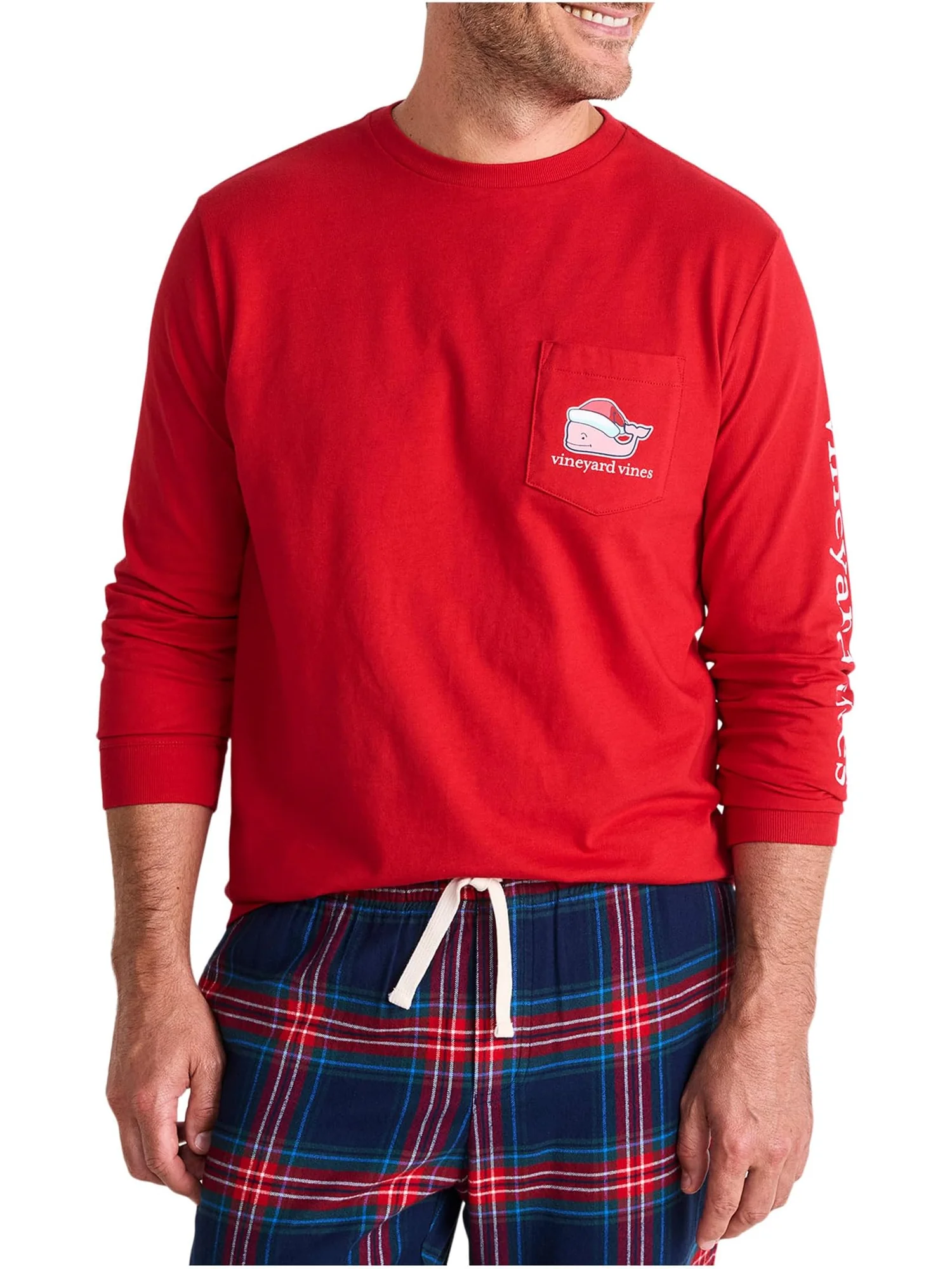 Мужская футболка с длинным рукавом Санта-кит 2025 года Vineyard Vines — изображение 1 из 3, красный