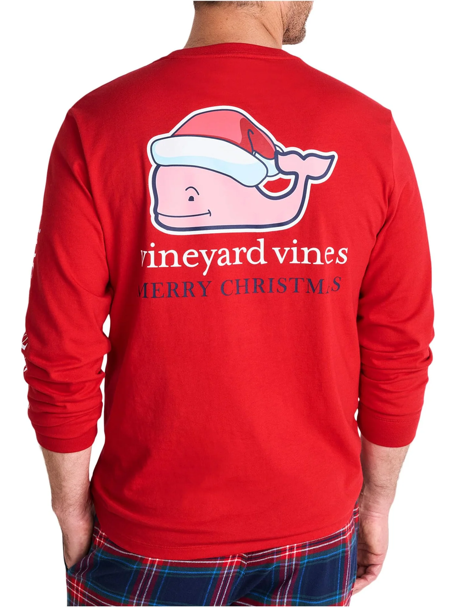Мужская футболка с длинным рукавом Санта-кит 2025 года Vineyard Vines — изображение 2 из 3, красный