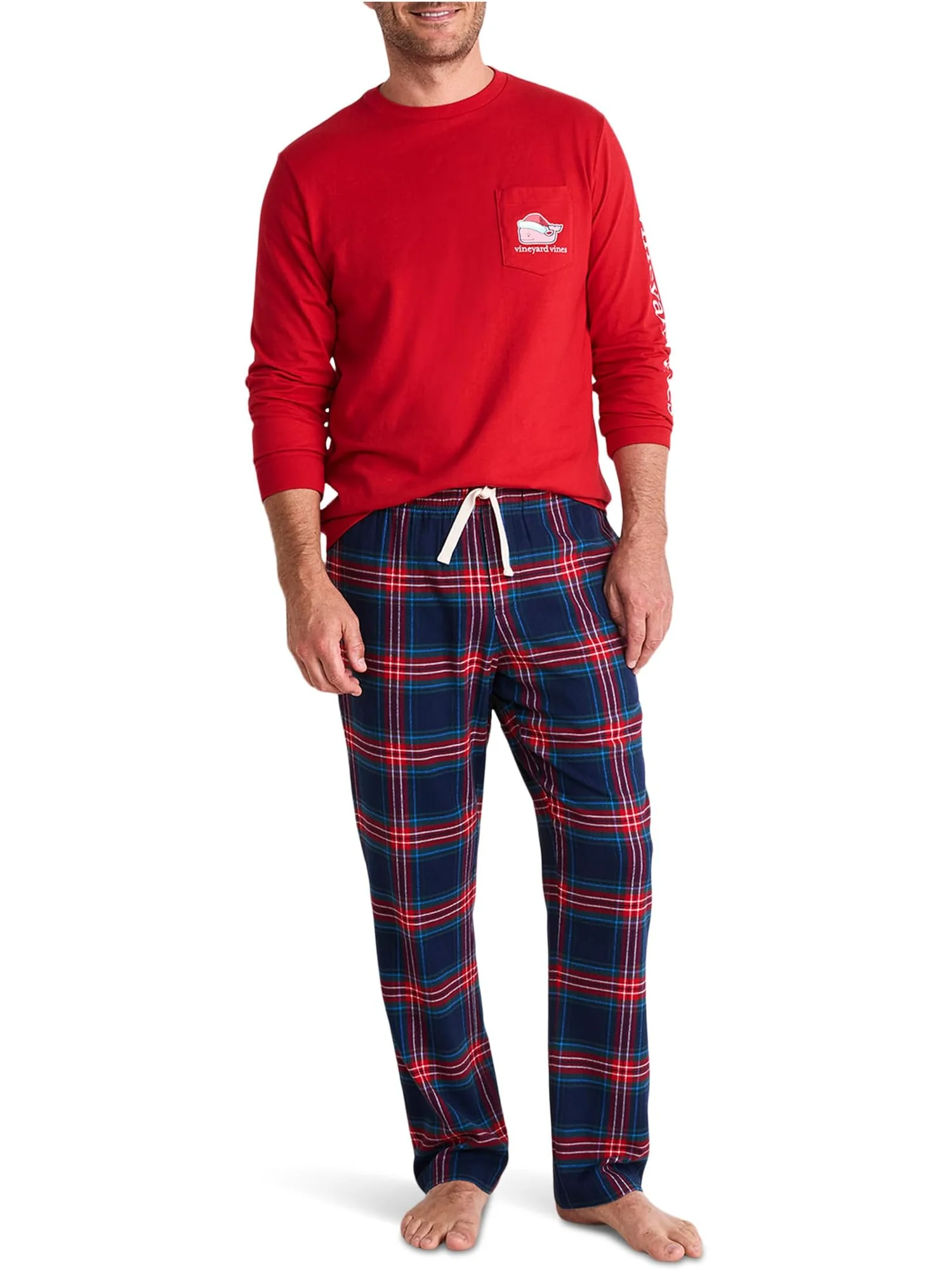 Мужская футболка с длинным рукавом Санта-кит 2025 года Vineyard Vines — изображение 3 из 3, красный