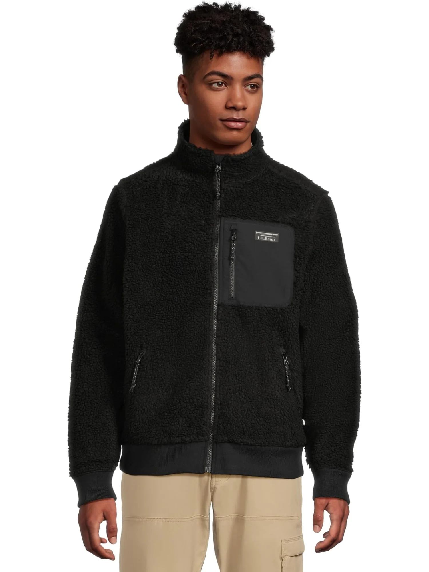 Мужская флисовая куртка Bean's Sherpa, стандартная L.L.Bean — изображение 1 из 5, черный