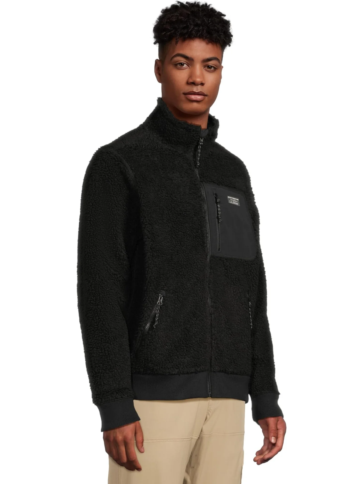 Мужская флисовая куртка Bean's Sherpa, стандартная L.L.Bean — изображение 2 из 5, черный