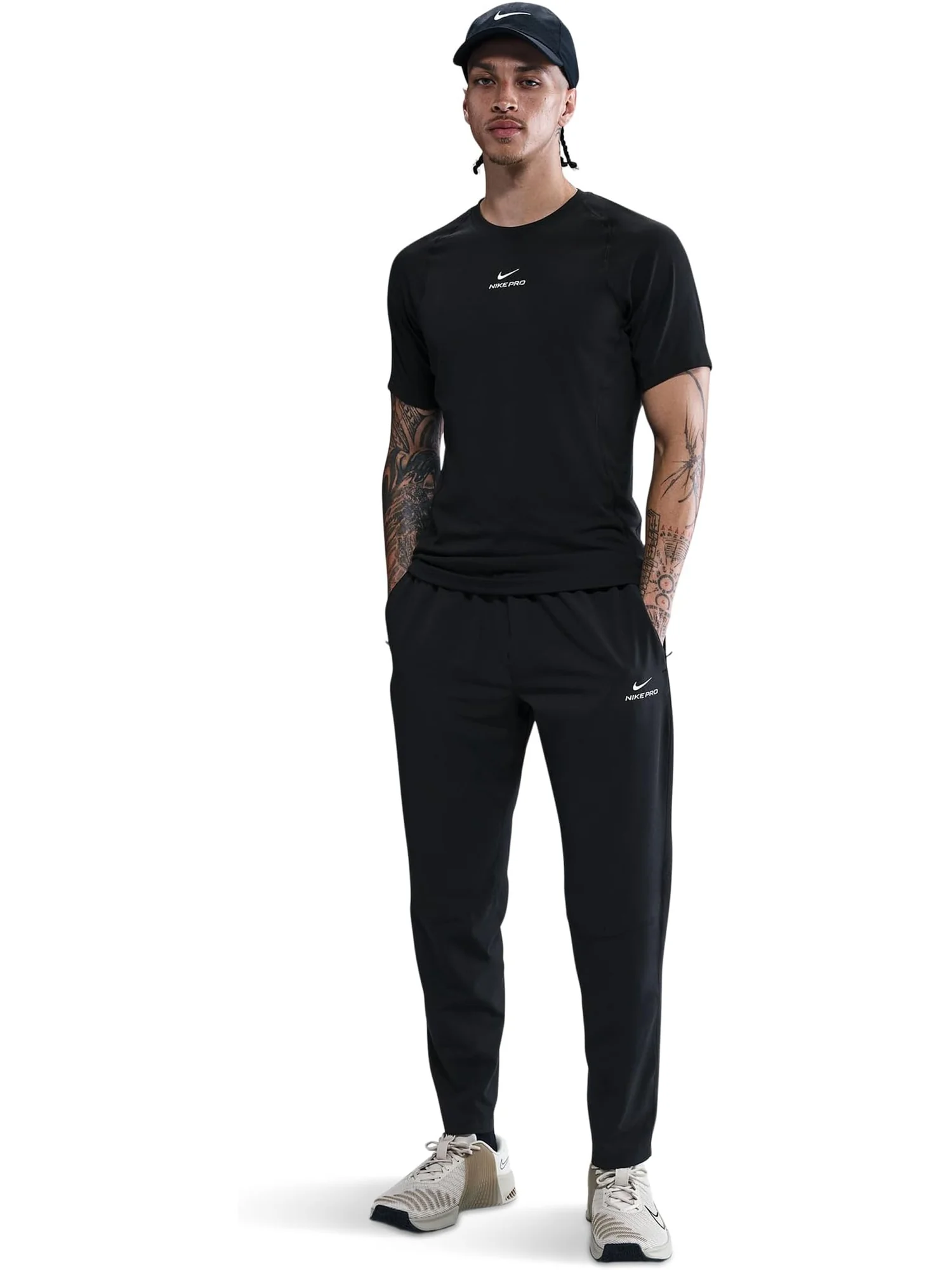 Мужские профессиональные тренировочные брюки Dri-FIT Nike — изображение 4 из 4, черный/белый