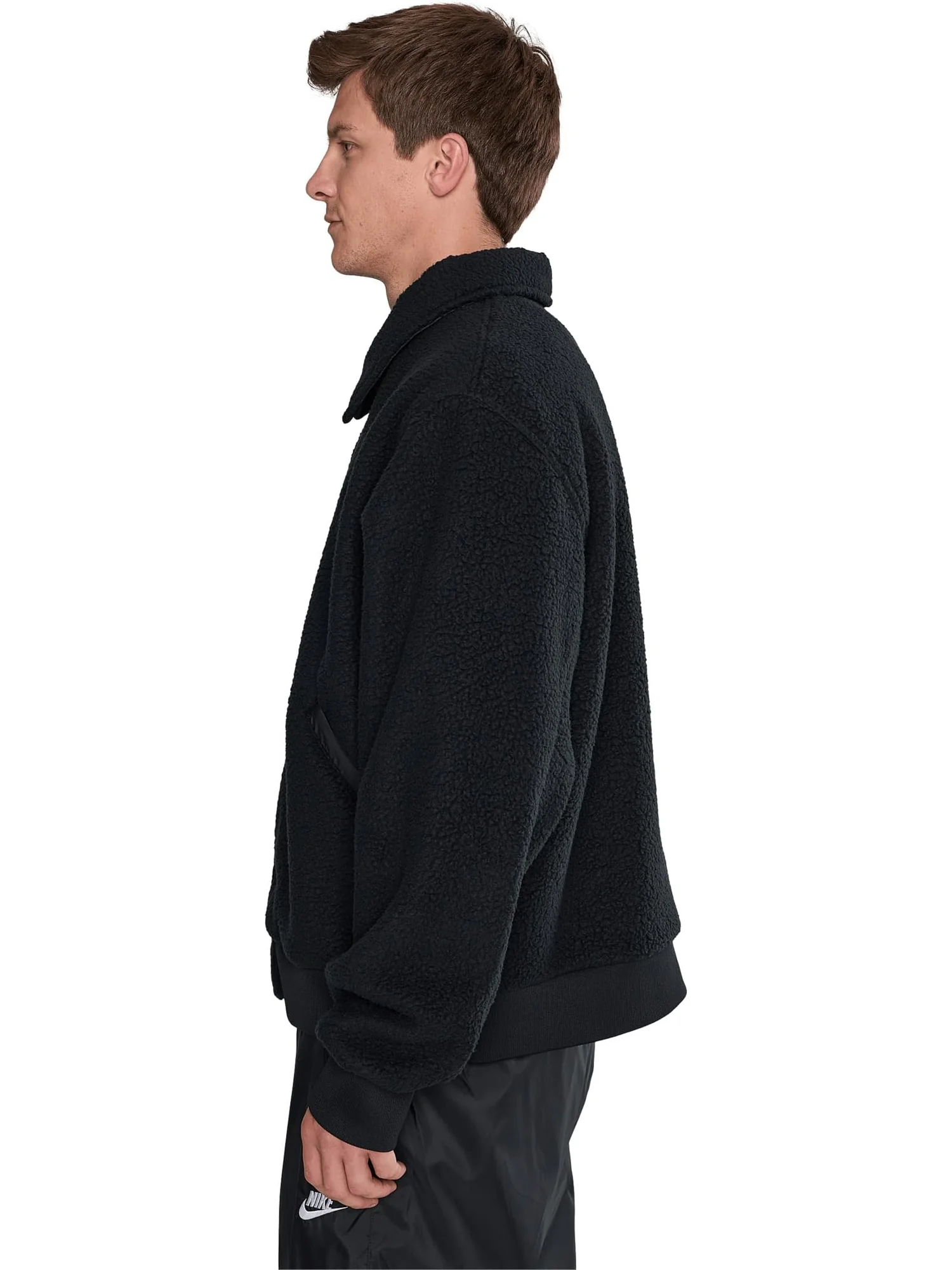 Мужская тренерская куртка Club Sherpa Nike — изображение 3 из 5, черный/белый