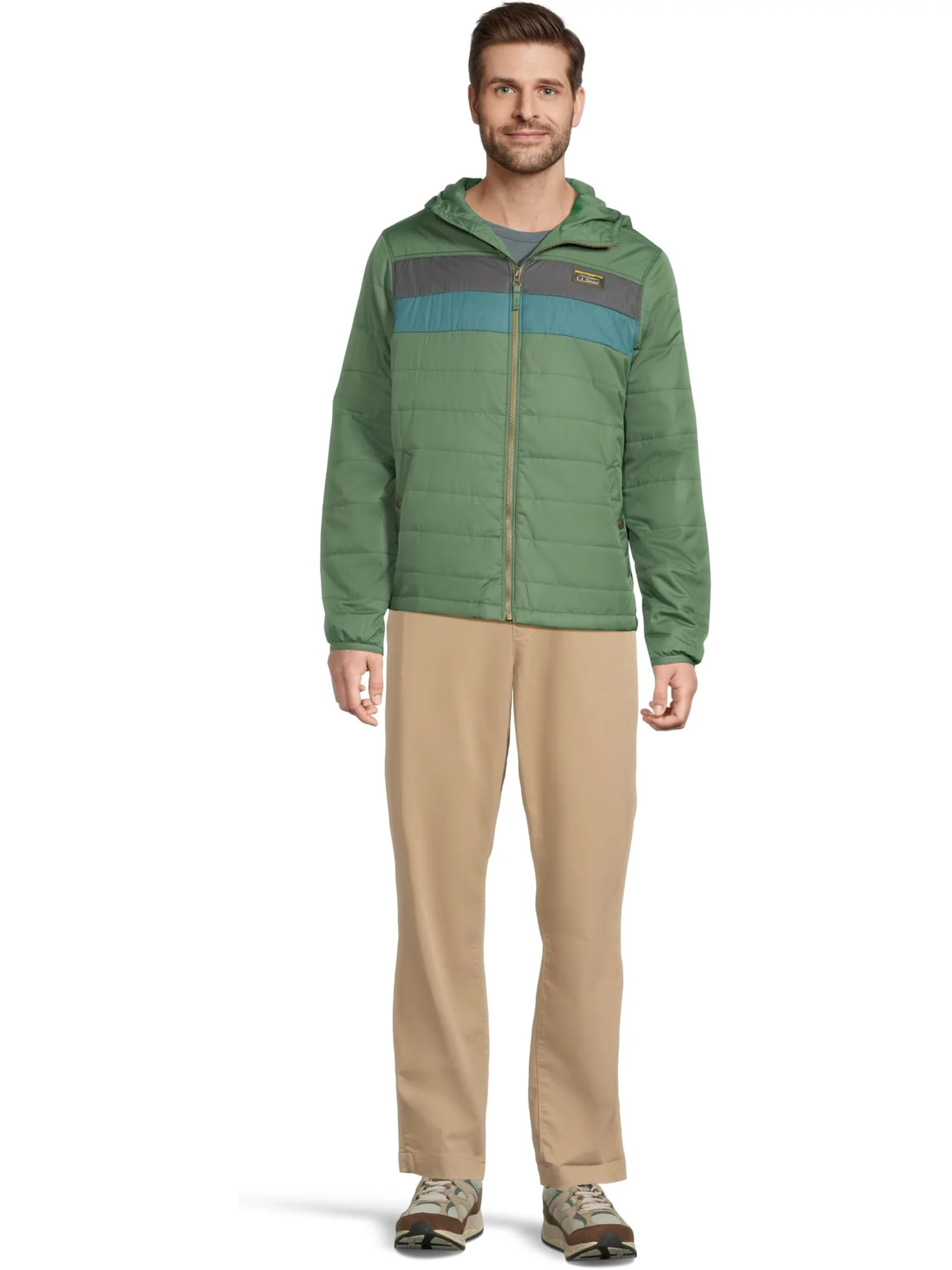 Мужская куртка Mountain Classic с капюшоном, цветные блоки, стандартная модель L.L.Bean — изображение 5 из 5, изумрудный