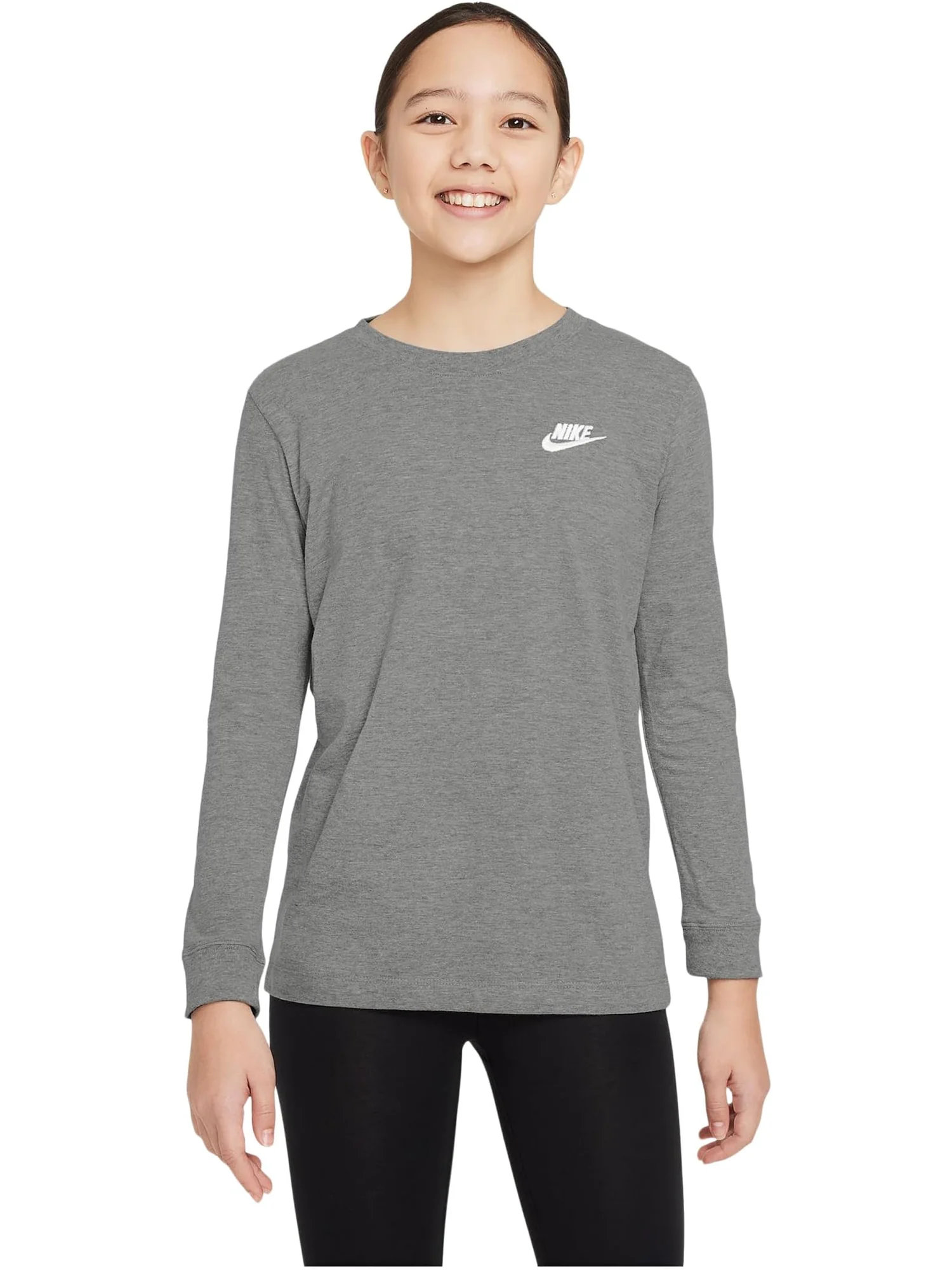 Спортивная футболка с длинным рукавом Nike Kids — изображение 1 из 3, темный серый