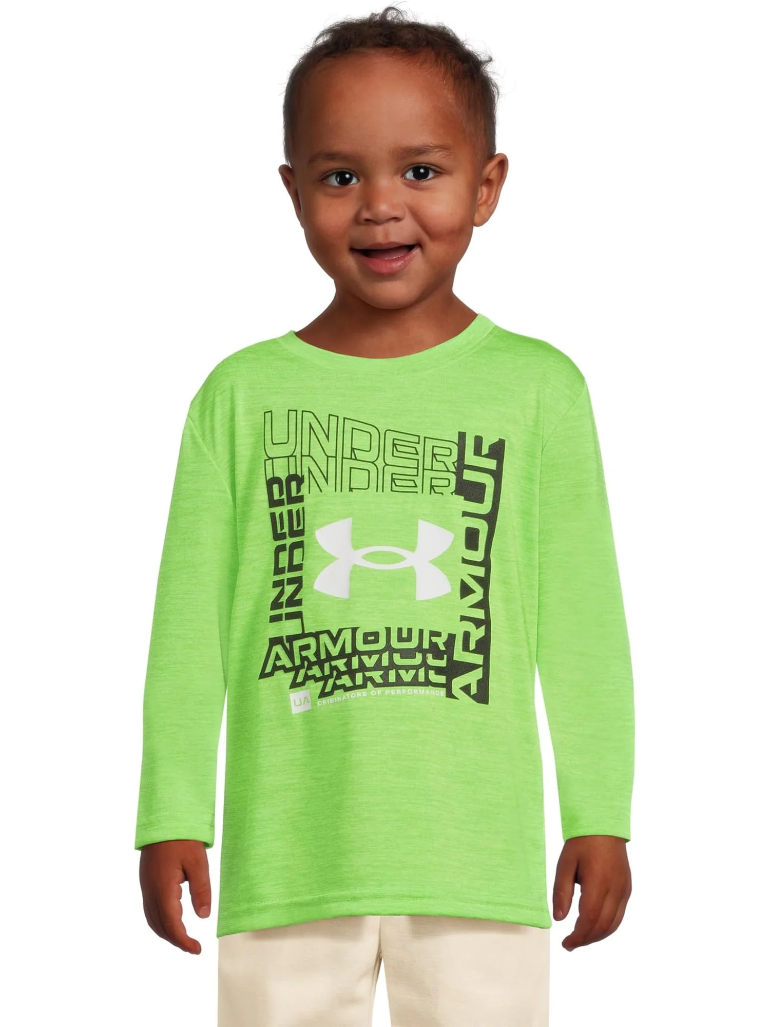 Футболка с длинным рукавом и логотипом Twist Tech Under Armour Kids — изображение 1 из 4, зеленый