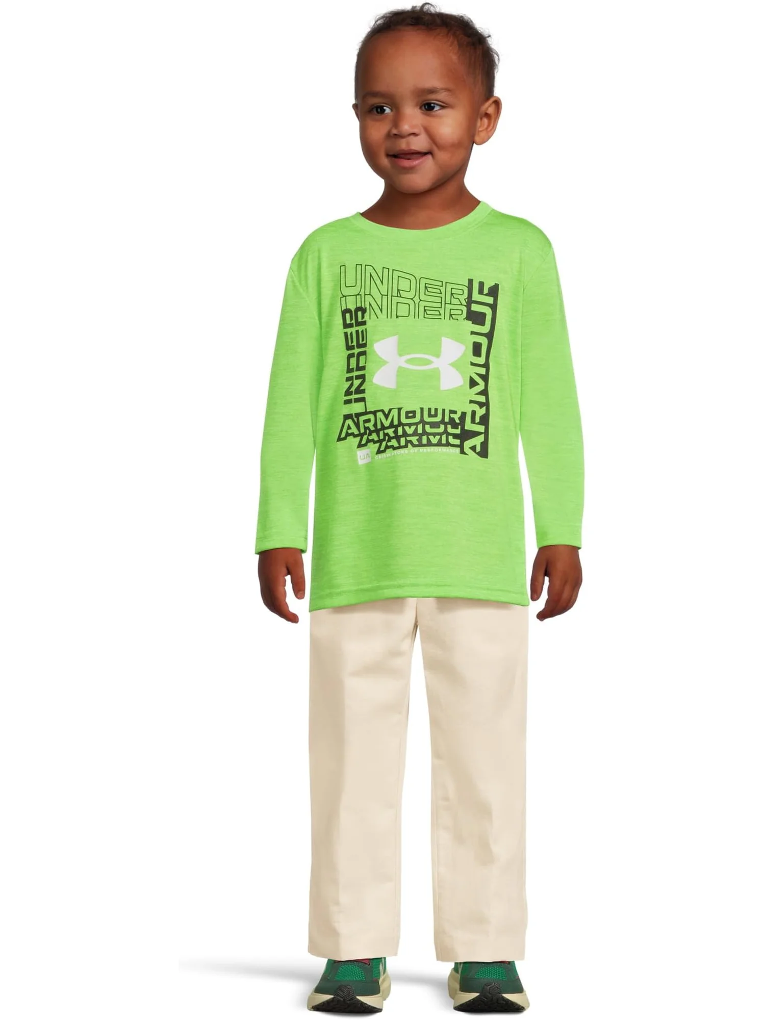 Футболка с длинным рукавом и логотипом Twist Tech Under Armour Kids — изображение 4 из 4, зеленый