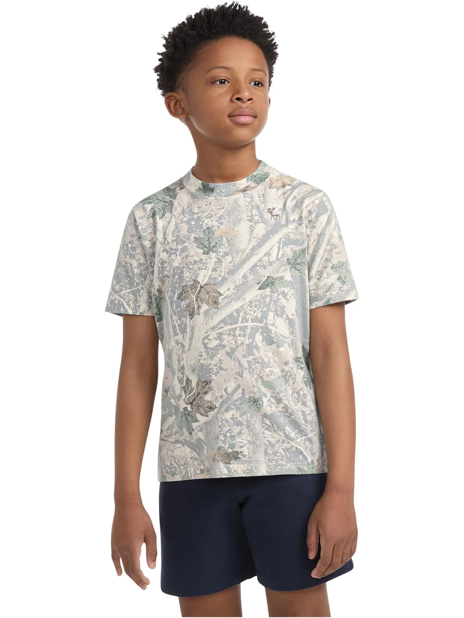 Базовая футболка с коротким рукавом abercrombie kids, Anf Camo — изображение 1 из 3, камуфляж