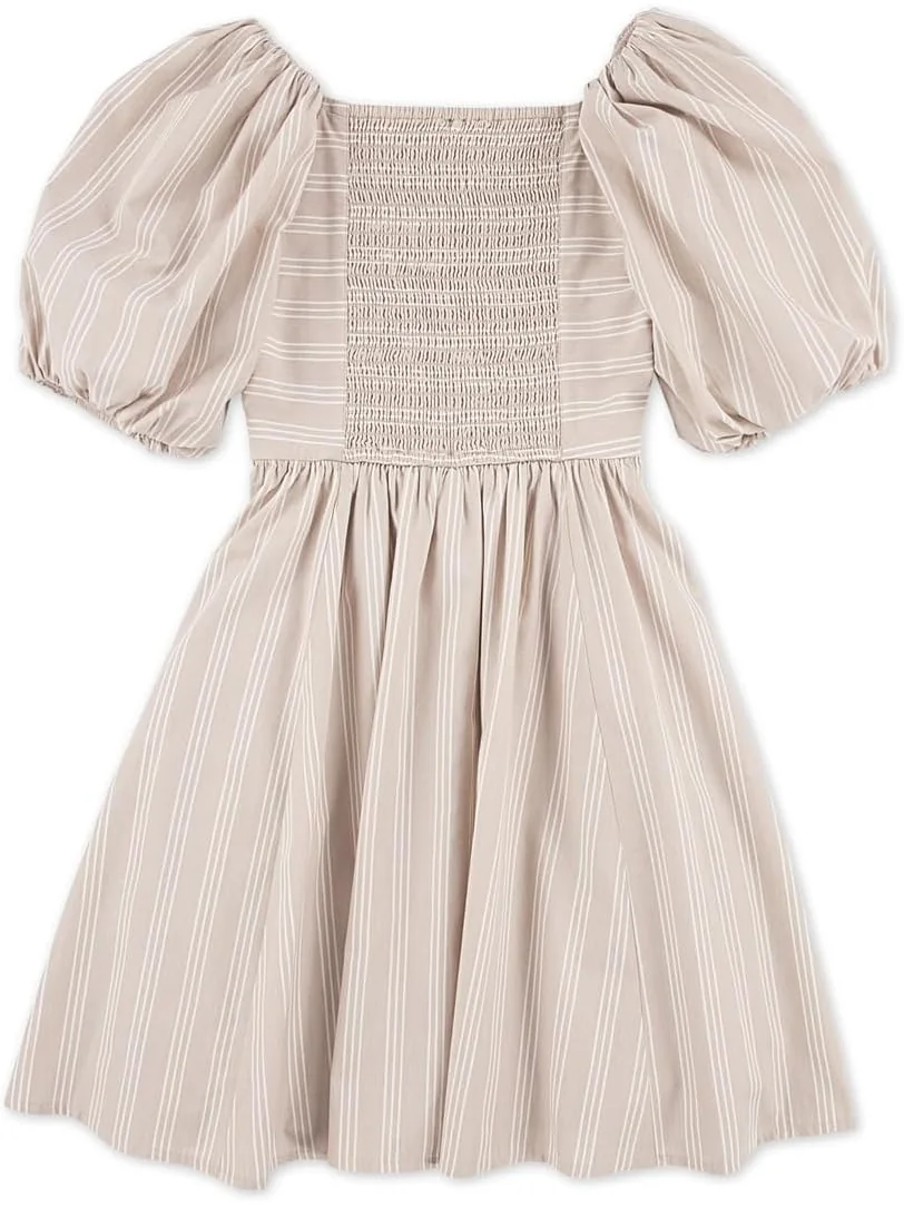Мини-платье Emerson с рукавами-фонариками abercrombie kids — изображение 2 из 3, тауп