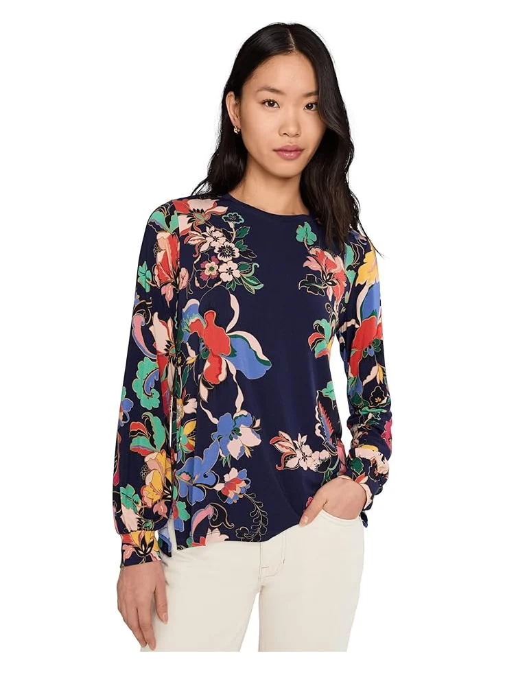 Женская блузка Johnny Was The Janie Favorite Puff Sleeve Mock Neck - Vista Pa — изображение 1 из 5, синий