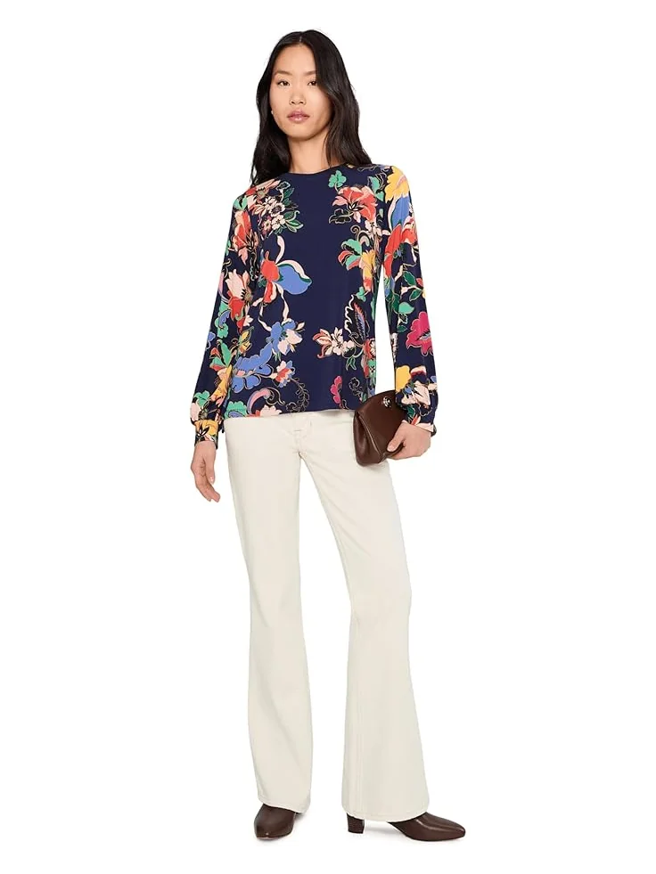 Женская блузка Johnny Was The Janie Favorite Puff Sleeve Mock Neck - Vista Pa — изображение 2 из 5, синий