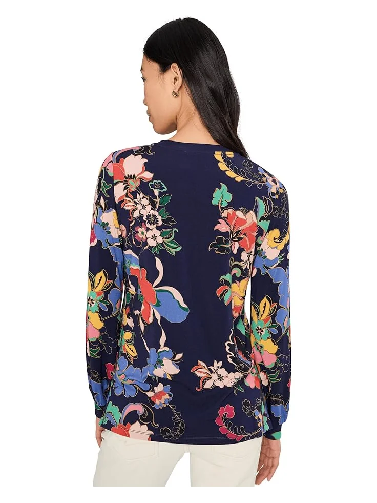 Женская блузка Johnny Was The Janie Favorite Puff Sleeve Mock Neck - Vista Pa — изображение 4 из 5, синий