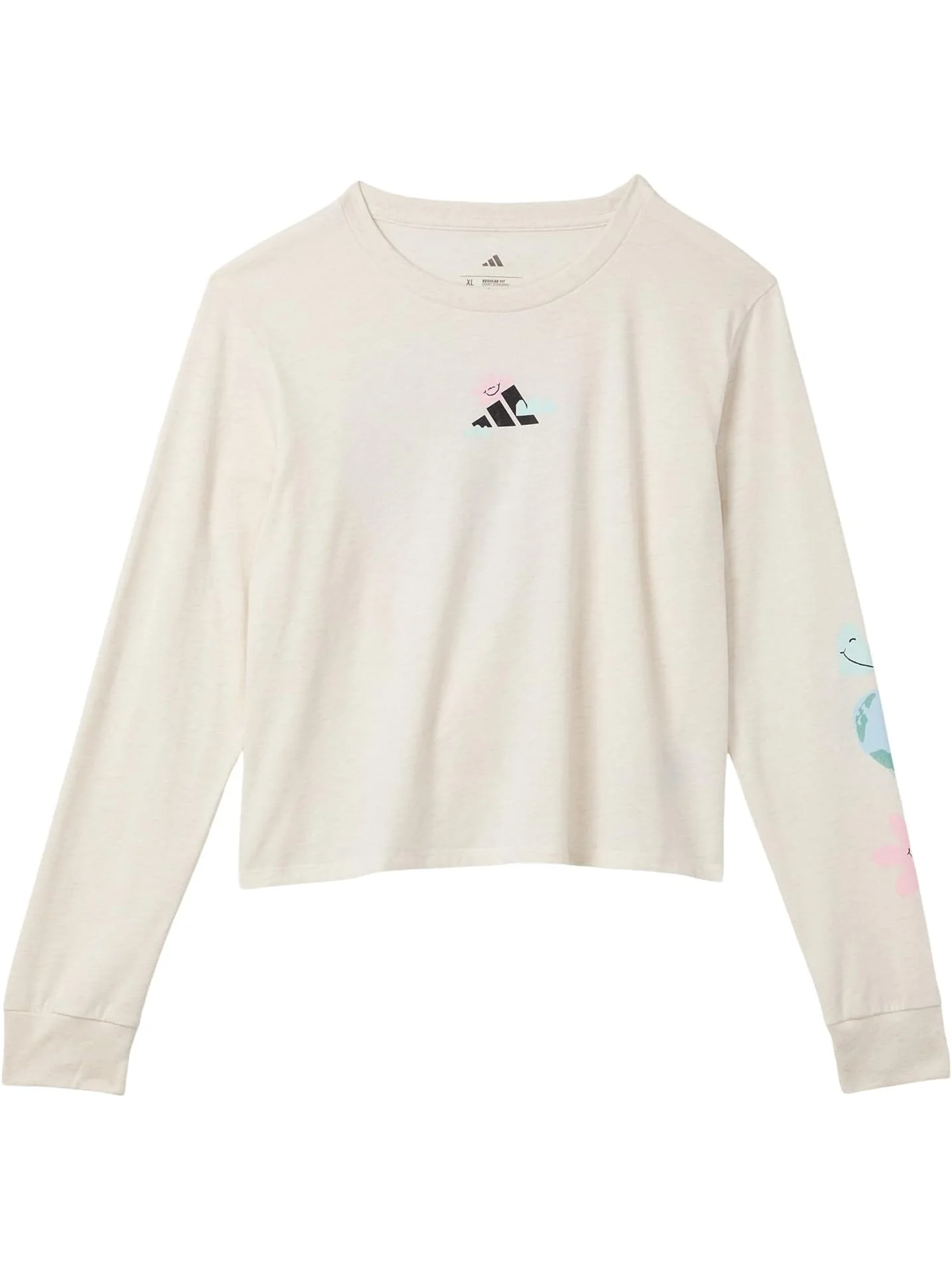 Женская футболка стандартного кроя Heather adidas Kids — изображение 1 из 3, овсяный