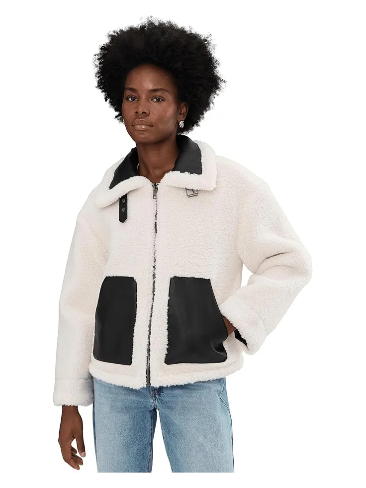 Женская куртка Levi's Reversible Sherpa Faux Leather Shorty — изображение 1 из 5, черный/кремовый