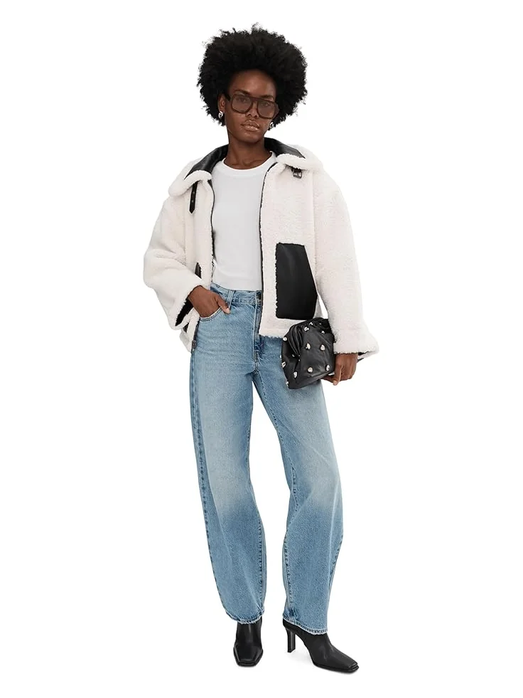 Женская куртка Levi's Reversible Sherpa Faux Leather Shorty — изображение 2 из 5, черный/кремовый