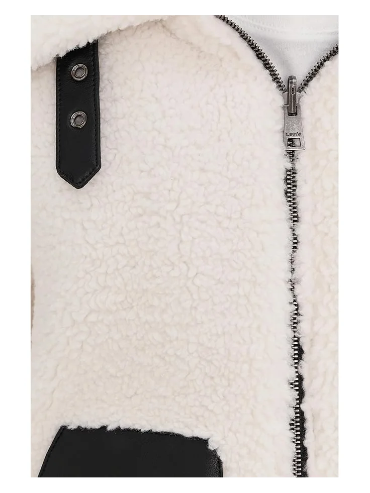 Женская куртка Levi's Reversible Sherpa Faux Leather Shorty — изображение 5 из 5, черный/кремовый