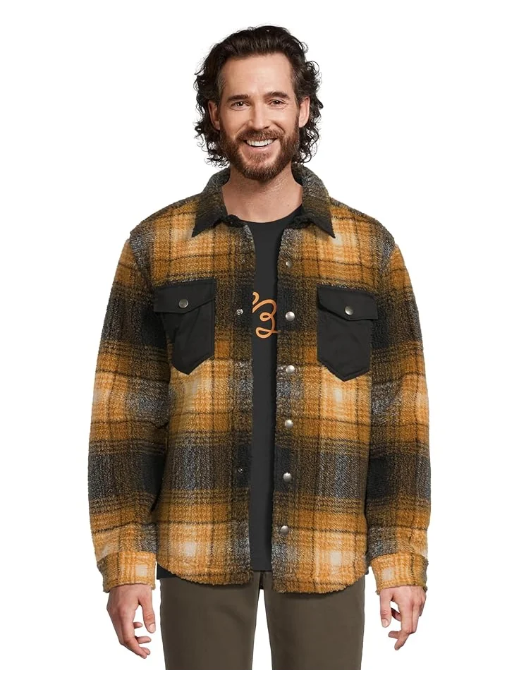 Мужская куртка L.L.Bean Signature Mixed Media Fleece Jacket Plaid — изображение 1 из 5, черный/темный