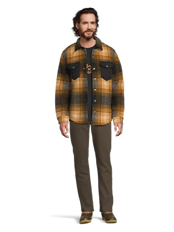 Мужская куртка L.L.Bean Signature Mixed Media Fleece Jacket Plaid — изображение 5 из 5, черный/темный