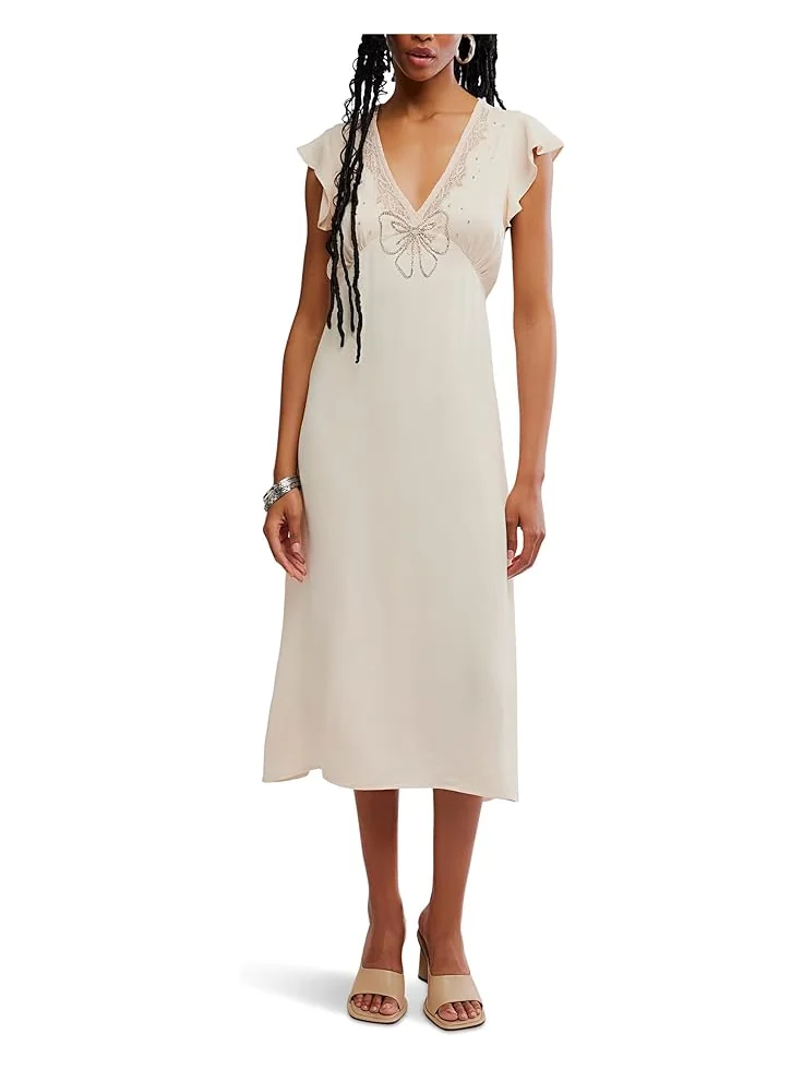 Женское платье Free People Tied With Joy Midi — изображение 1 из 4, розовый бежевый