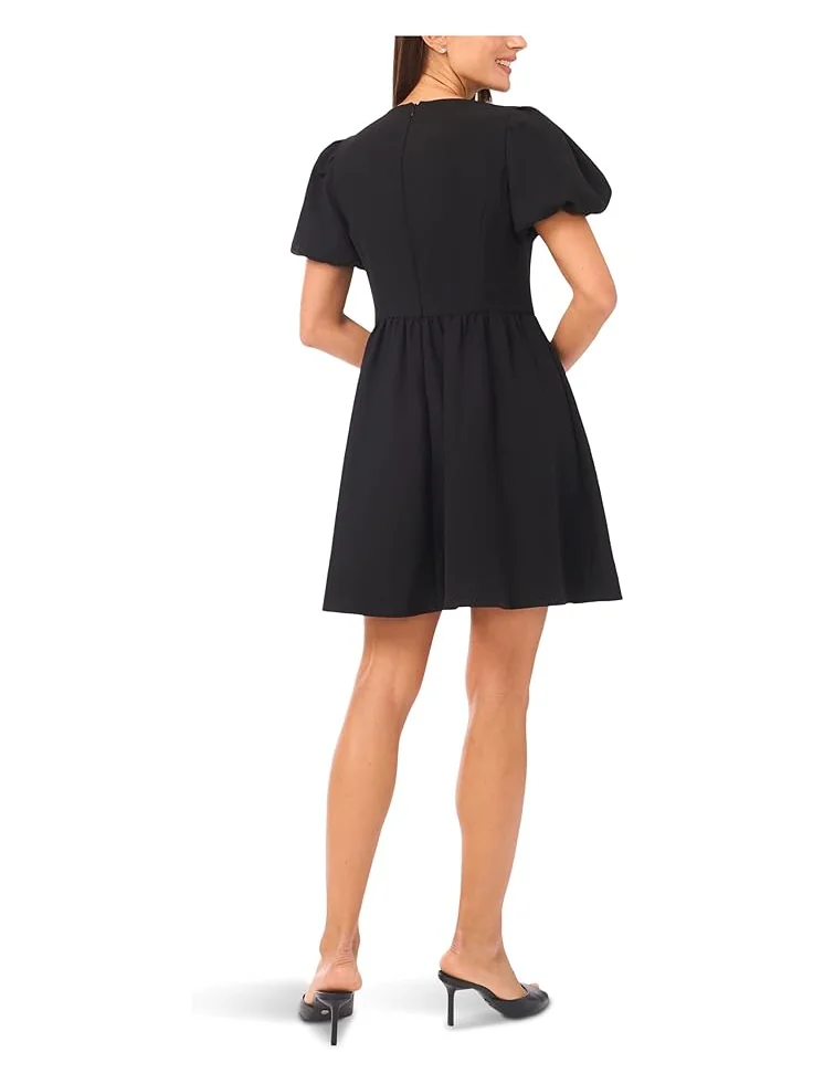 Женское платье CeCe Short Puff Sleeve Bow — изображение 2 из 3, насыщенный черный