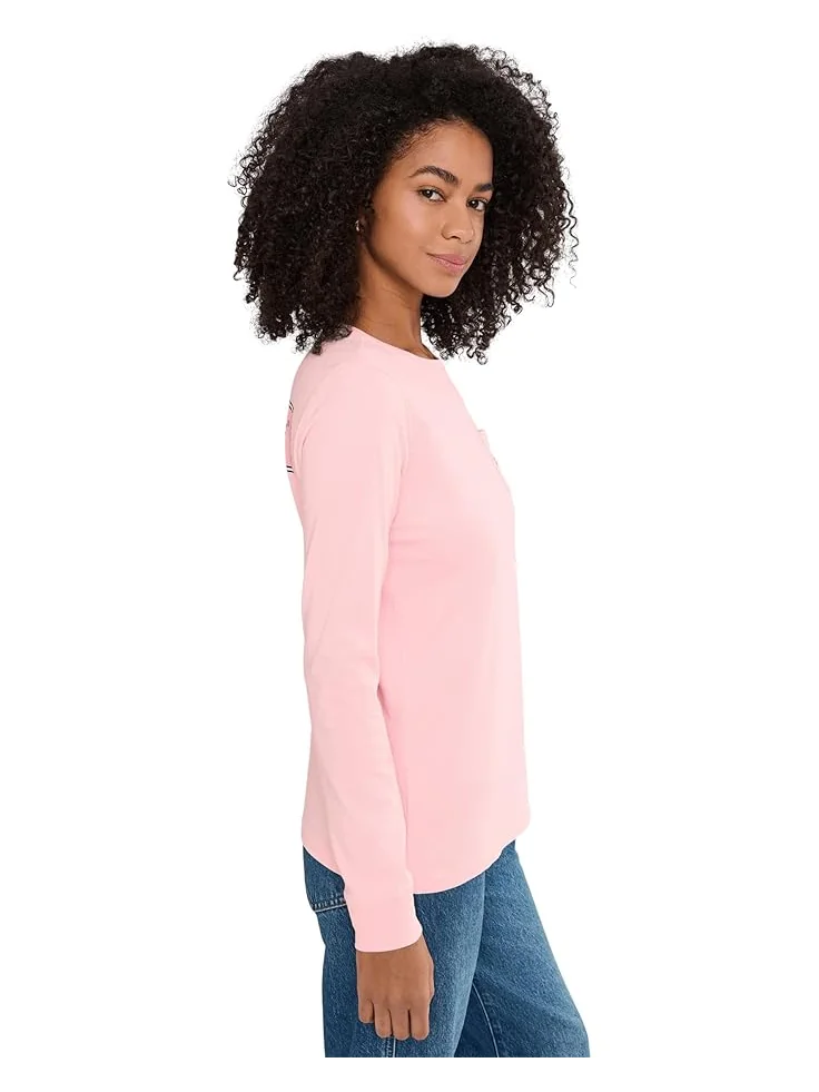 Женская футболка с длинным рукавом и карманом Vineyard Vines Whale — изображение 3 из 5, розовый