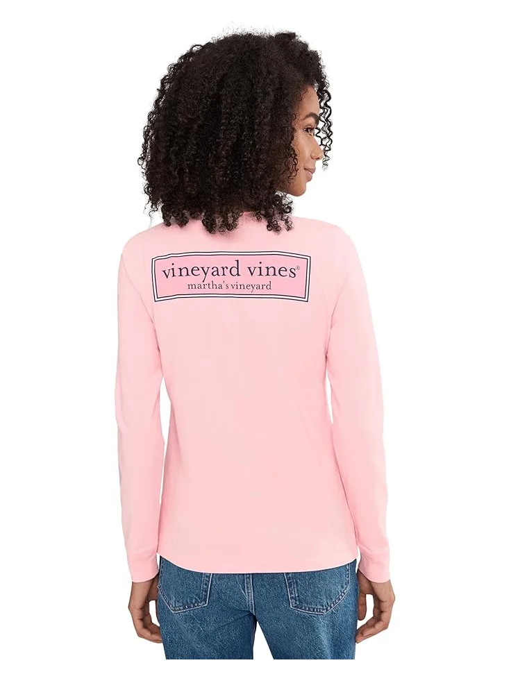 Женская футболка с длинным рукавом и карманом Vineyard Vines Whale — изображение 4 из 5, розовый