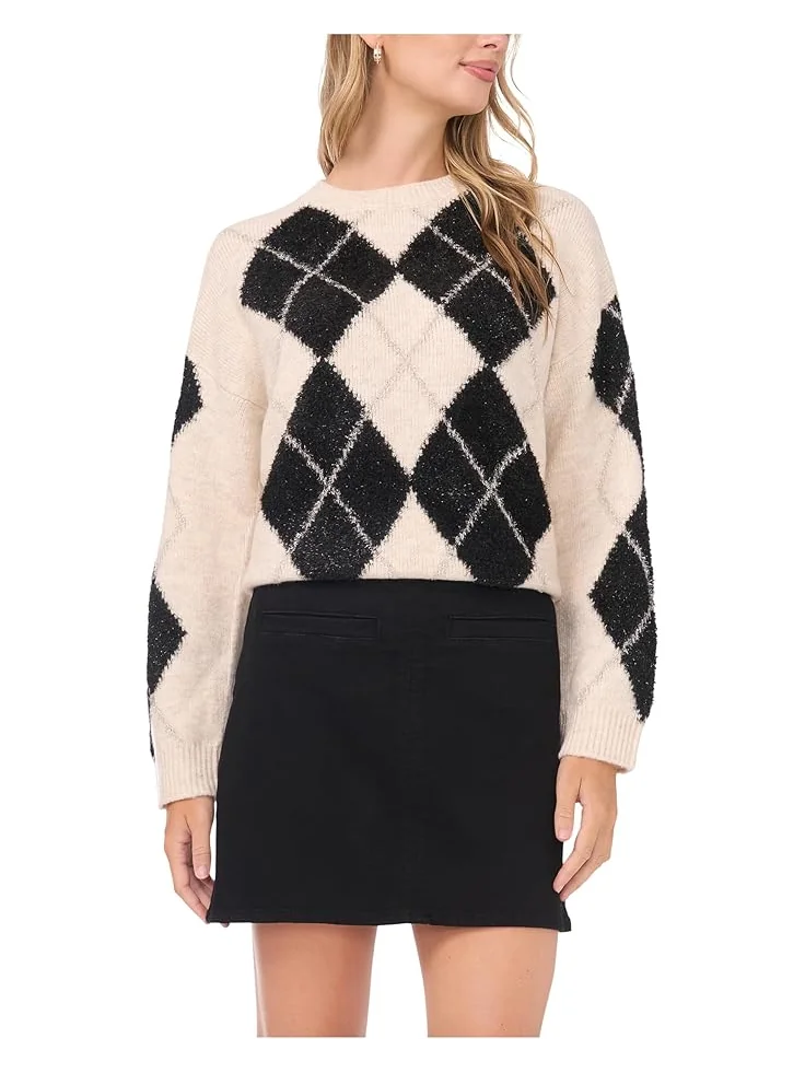 Женский свитер Vince Camuto Argyle Crew Neck — изображение 1 из 3, бежевый
