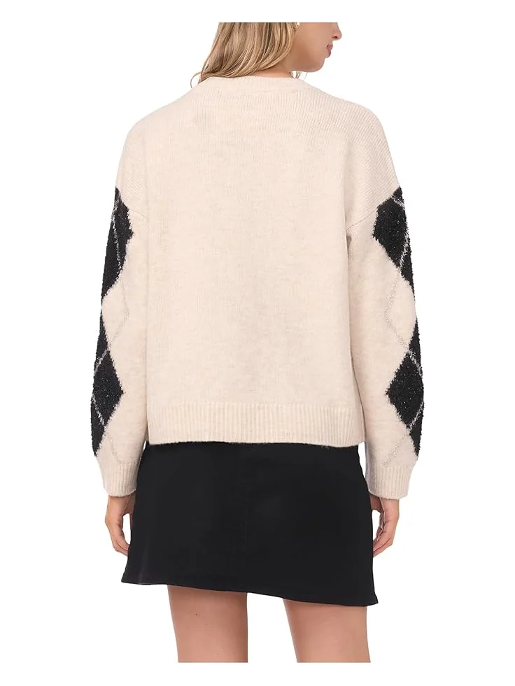 Женский свитер Vince Camuto Argyle Crew Neck — изображение 2 из 3, бежевый