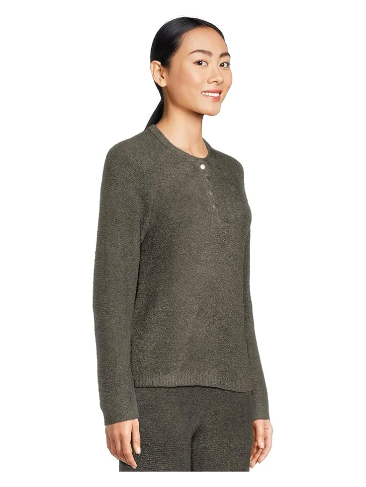 Женский свитер Barefoot Dreams Cozychic Lite Textured Raglan Sleeve Henley — изображение 2 из 5, мох