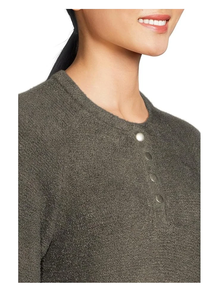Женский свитер Barefoot Dreams Cozychic Lite Textured Raglan Sleeve Henley — изображение 4 из 5, мох
