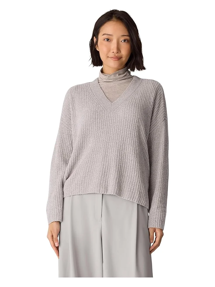 Женский свитер с V-образным вырезом Eileen Fisher Chenille Blend — изображение 1 из 2, мел