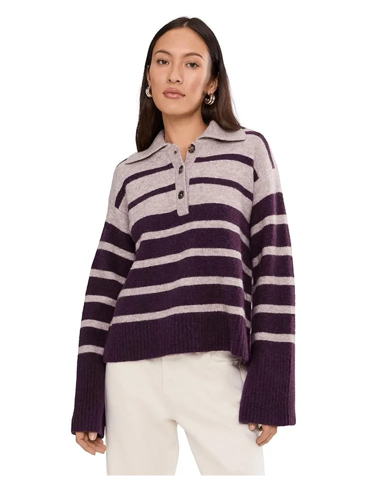 Женский свитер Madewell Charm Gina Polo Stripe — изображение 1 из 5, черный