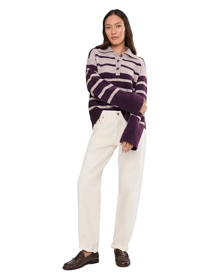Женский свитер Madewell Charm Gina Polo Stripe — изображение 2 из 5, черный