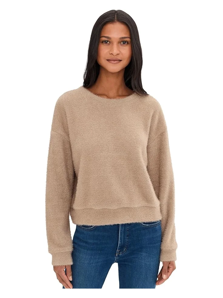 Женский свитер Splendid Fallon Fuzzy Crew Neck — коричневый