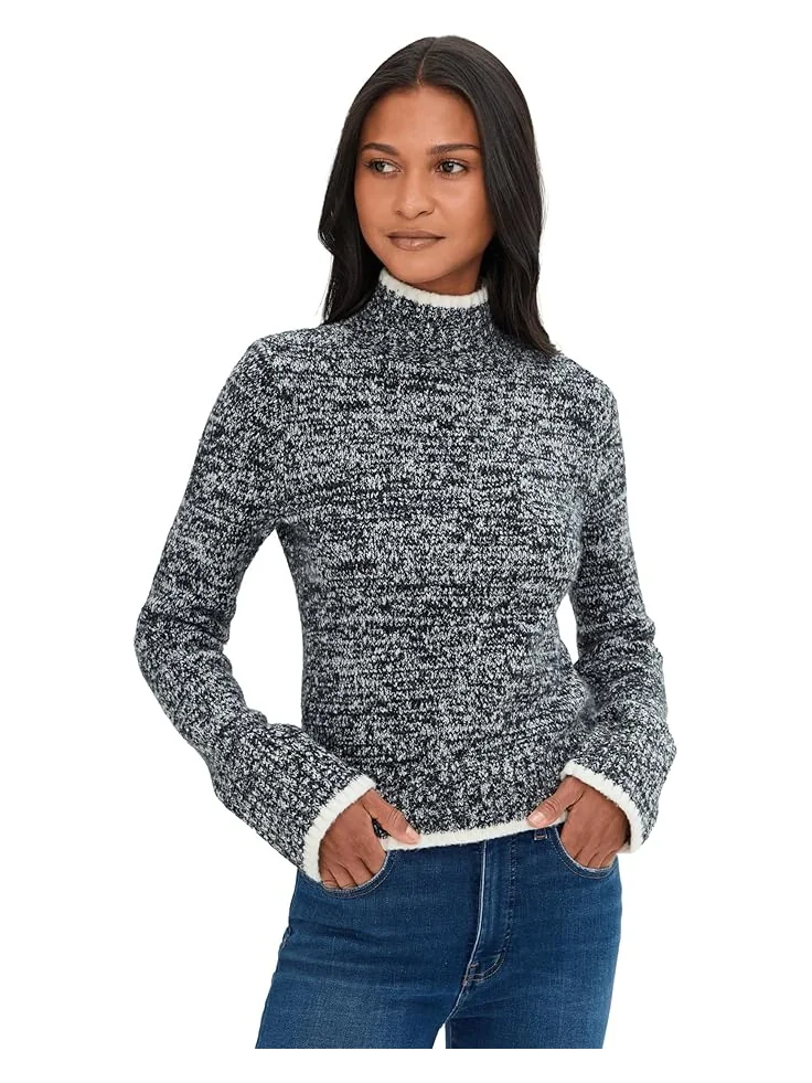 Женский свитер Madewell Marl Cozy Cotton Nelly Mockneck — изображение 1 из 5, черный белый