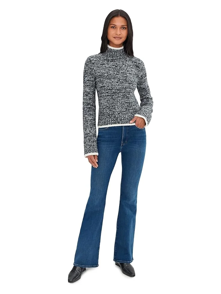 Женский свитер Madewell Marl Cozy Cotton Nelly Mockneck — изображение 2 из 5, черный белый