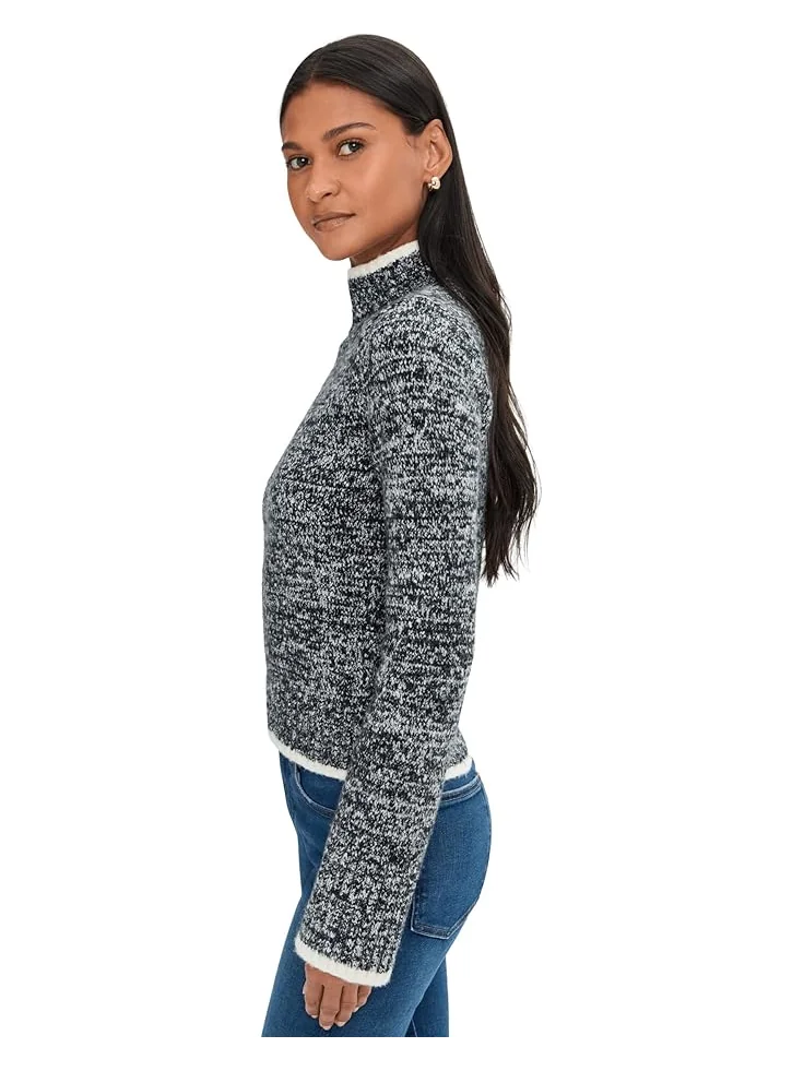 Женский свитер Madewell Marl Cozy Cotton Nelly Mockneck — изображение 3 из 5, черный белый