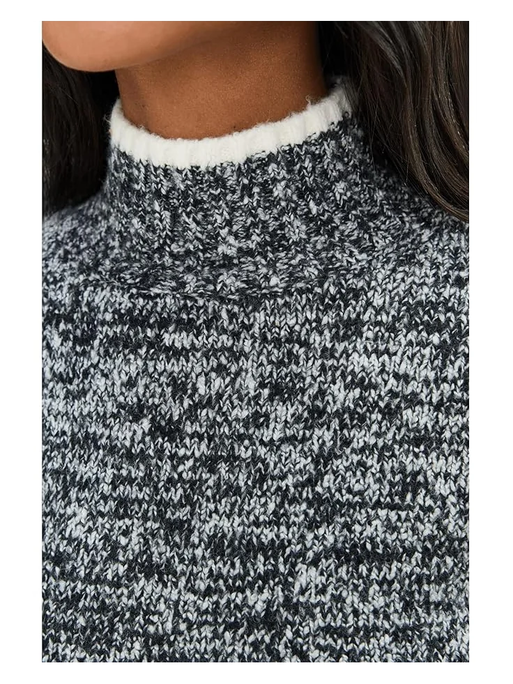Женский свитер Madewell Marl Cozy Cotton Nelly Mockneck — изображение 5 из 5, черный белый