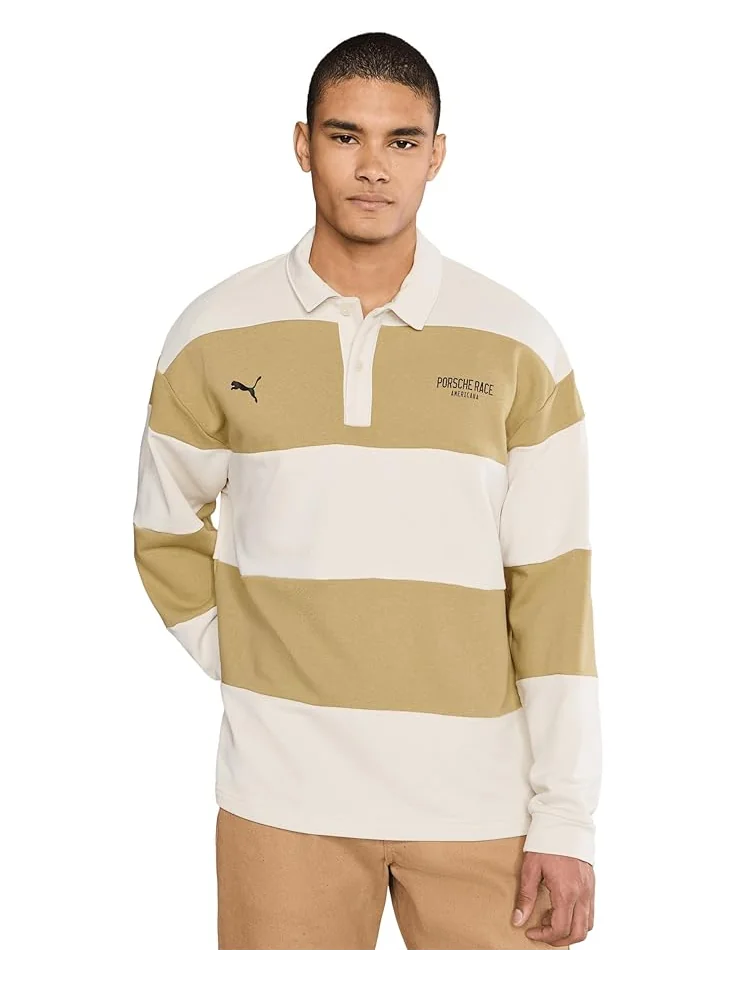 Мужской худи PUMA Porsche Legacy Lifestyle Crew Striped Knit Top, Coffee Milk — изображение 1 из 5, кофейное молоко