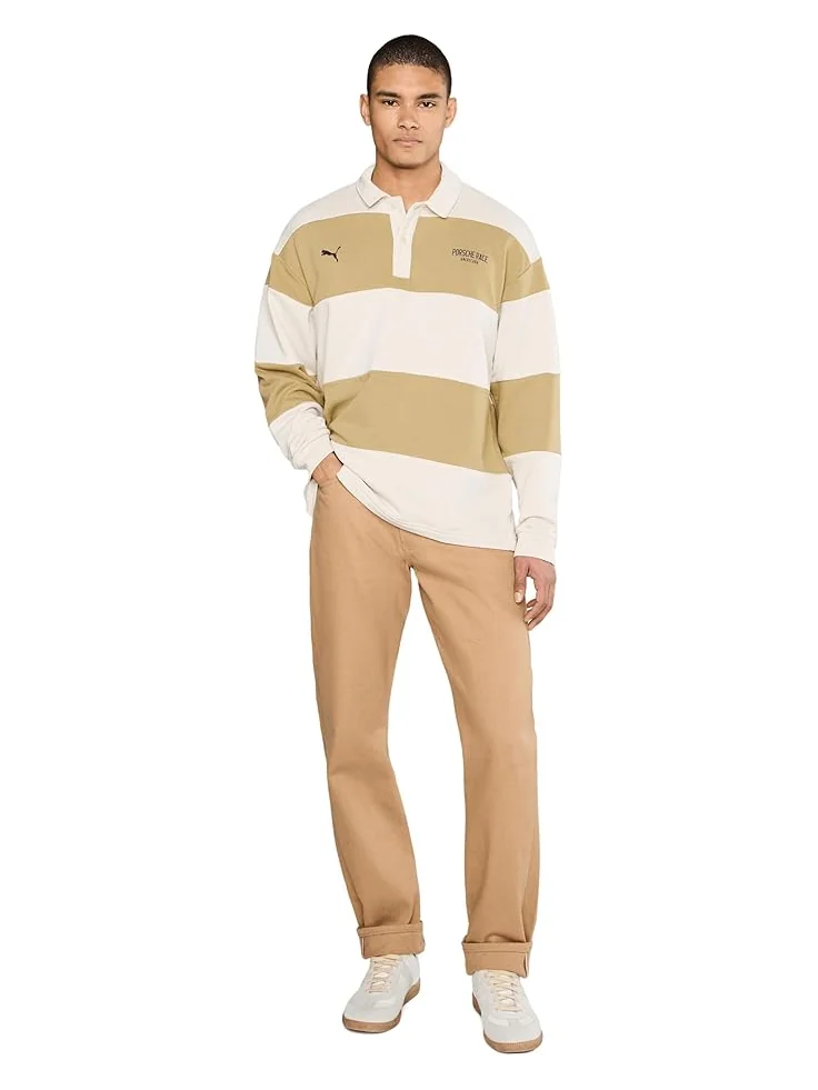 Мужской худи PUMA Porsche Legacy Lifestyle Crew Striped Knit Top, Coffee Milk — изображение 2 из 5, кофейное молоко