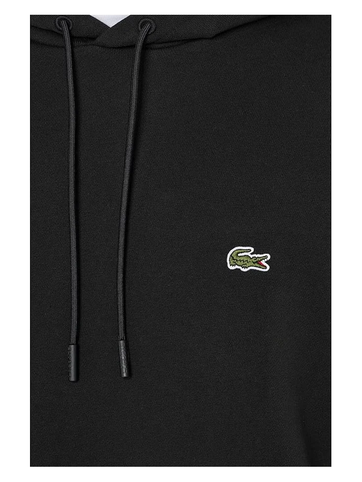 Мужской хлопковый худи Lacoste Cotton Fleece — изображение 5 из 5, черный