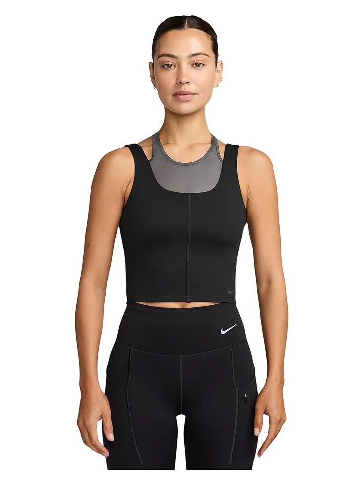 Женский укороченный топ Nike One Fitted Dri-Fit — изображение 1 из 3, черный/темный серый