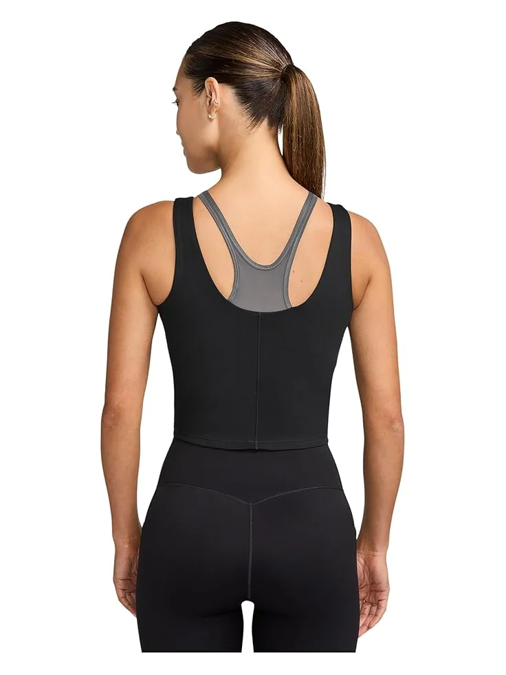 Женский укороченный топ Nike One Fitted Dri-Fit — изображение 2 из 3, черный/темный серый