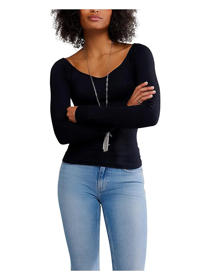 Женский топ Free People Sleek Rib Layering — изображение 1 из 4, черный